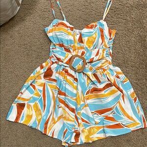 Lilyful Oceana Printed Belted Romper